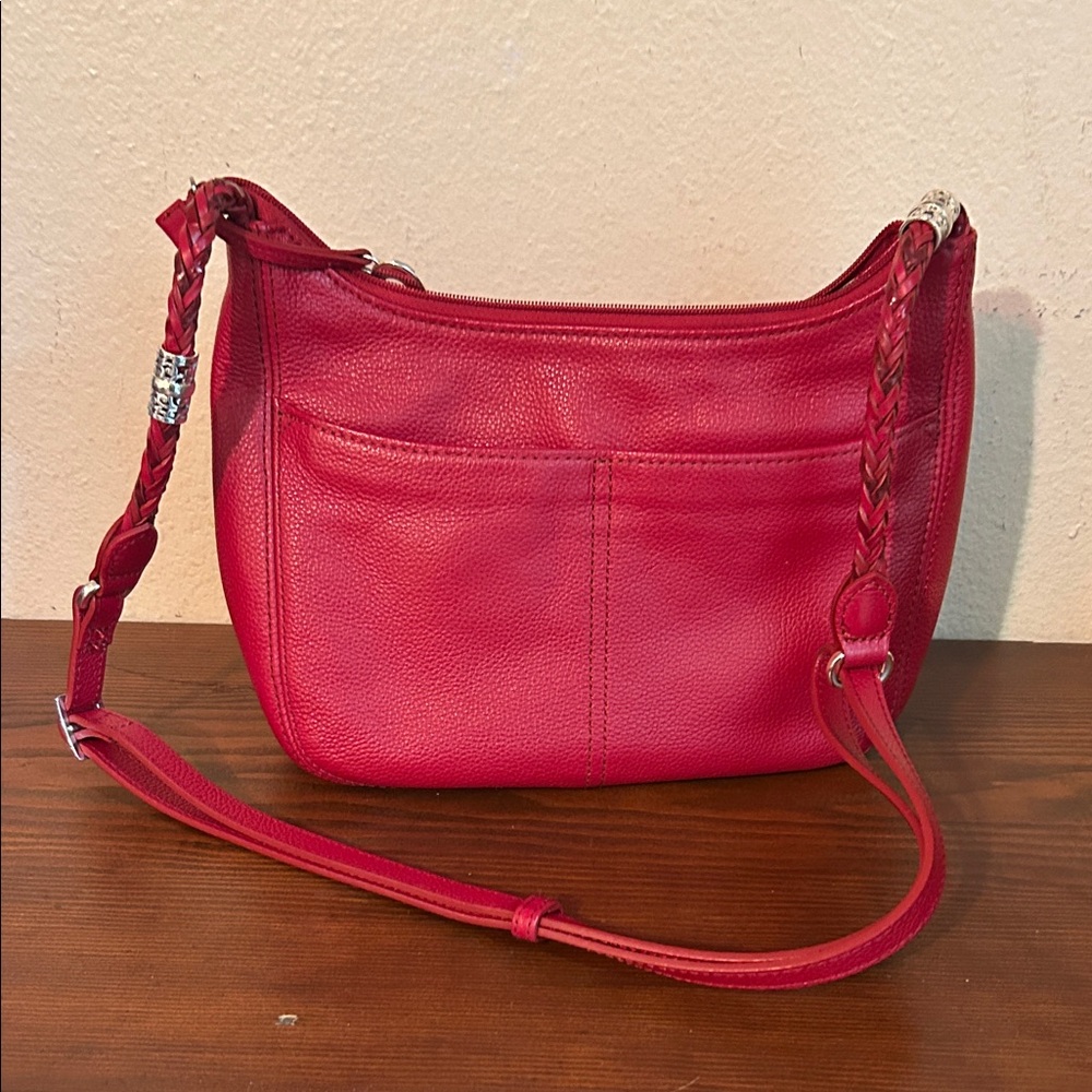 Elegant Red Leather Shoulder Bag